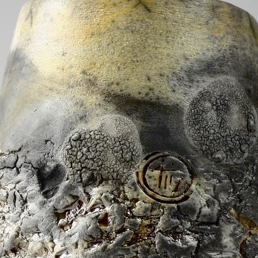 gros plan matière céramique raku émaux effet lichen